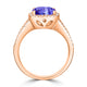 2.4ct Cushion Tanzanite Ring with 0.32 cttw Diamond
