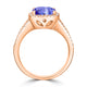 2.4ct Cushion Tanzanite Ring with 0.32 cttw Diamond