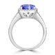 2.4ct Cushion Tanzanite Ring with 0.32 cttw Diamond