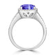 2.4ct Cushion Tanzanite Ring with 0.32 cttw Diamond