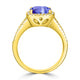 2.4ct Cushion Tanzanite Ring with 0.32 cttw Diamond