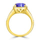 2.4ct Cushion Tanzanite Ring with 0.32 cttw Diamond