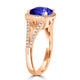 2.4ct Cushion Tanzanite Ring with 0.32 cttw Diamond