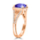 2.4ct Cushion Tanzanite Ring with 0.32 cttw Diamond