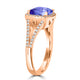 2.4ct Cushion Tanzanite Ring with 0.32 cttw Diamond