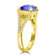 2.4ct Cushion Tanzanite Ring with 0.32 cttw Diamond