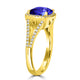 2.4ct Cushion Tanzanite Ring with 0.32 cttw Diamond