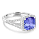 2.4ct Cushion Tanzanite Ring with 0.32 cttw Diamond