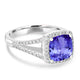 2.4ct Cushion Tanzanite Ring with 0.32 cttw Diamond