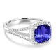 2.4ct Cushion Tanzanite Ring with 0.32 cttw Diamond