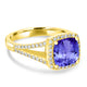 2.4ct Cushion Tanzanite Ring with 0.32 cttw Diamond