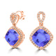 6.8ct Cushion Tanzanite Earring with 0.42 cttw Diamond