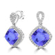 6.8ct Cushion Tanzanite Earring with 0.42 cttw Diamond