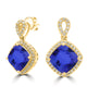 6.8ct Cushion Tanzanite Earring with 0.42 cttw Diamond