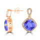 6.8ct Cushion Tanzanite Earring with 0.42 cttw Diamond