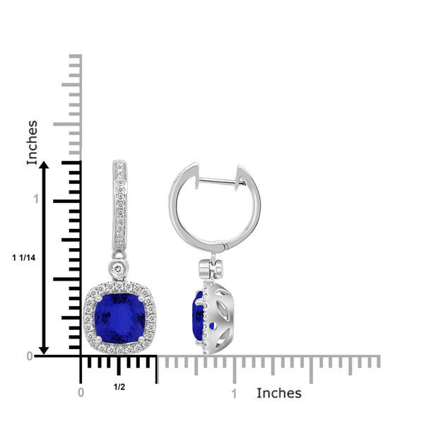 4.8ct Cushion Tanzanite Earring with 0.52 cttw Diamond