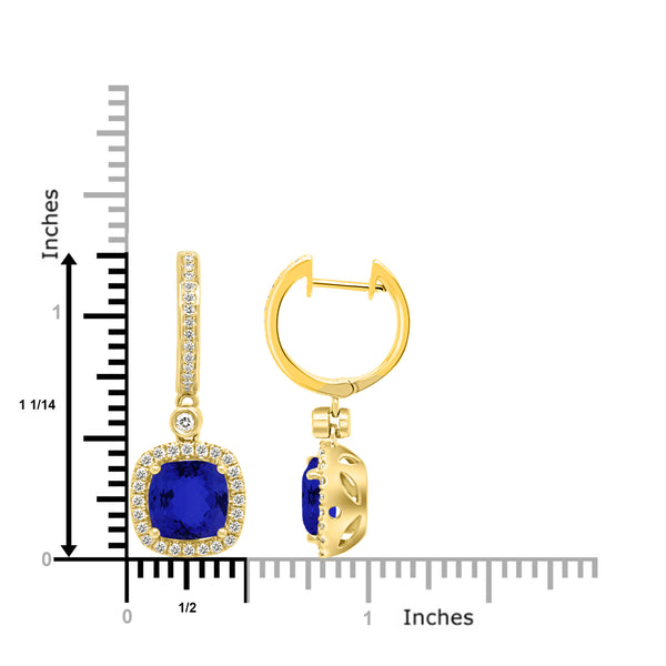 4.8ct Cushion Tanzanite Earring with 0.52 cttw Diamond