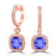 4.8ct Cushion Tanzanite Earring with 0.52 cttw Diamond