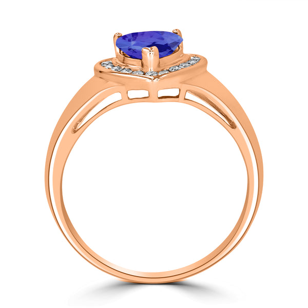 1ct Heart Tanzanite Ring with 0.15 cttw Diamond