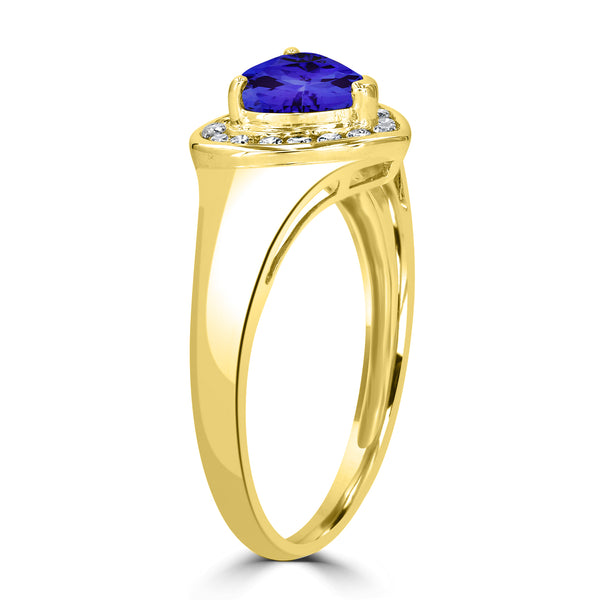 1ct Heart Tanzanite Ring with 0.15 cttw Diamond