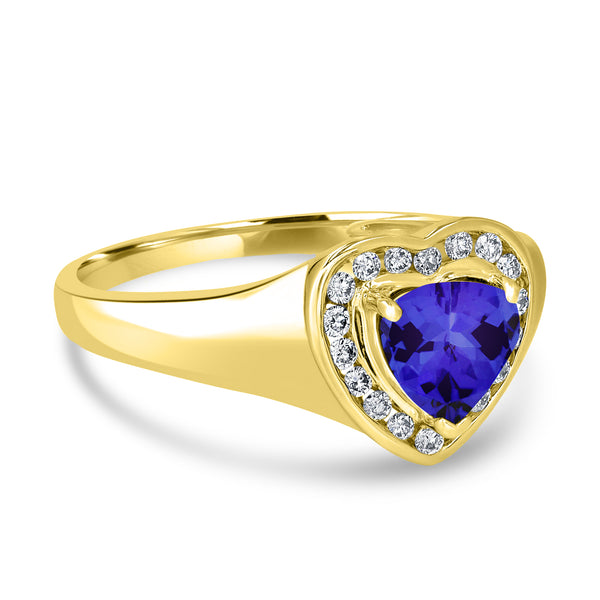 1ct Heart Tanzanite Ring with 0.15 cttw Diamond