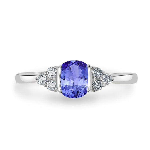 1ct Oval Tanzanite Ring with 0.21 cttw Diamond