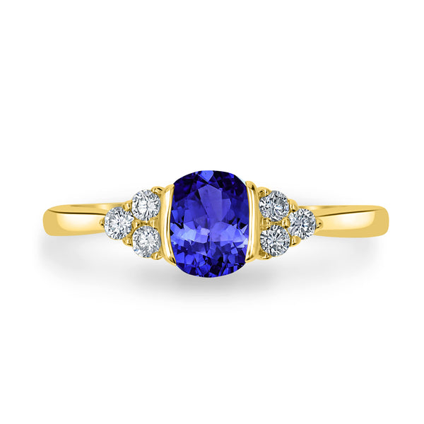 1ct Oval Tanzanite Ring with 0.21 cttw Diamond