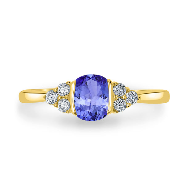 1ct Oval Tanzanite Ring with 0.21 cttw Diamond