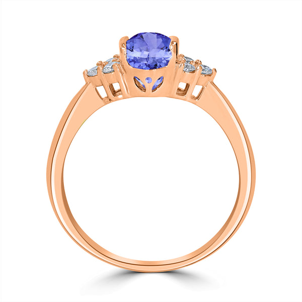 1ct Oval Tanzanite Ring with 0.21 cttw Diamond