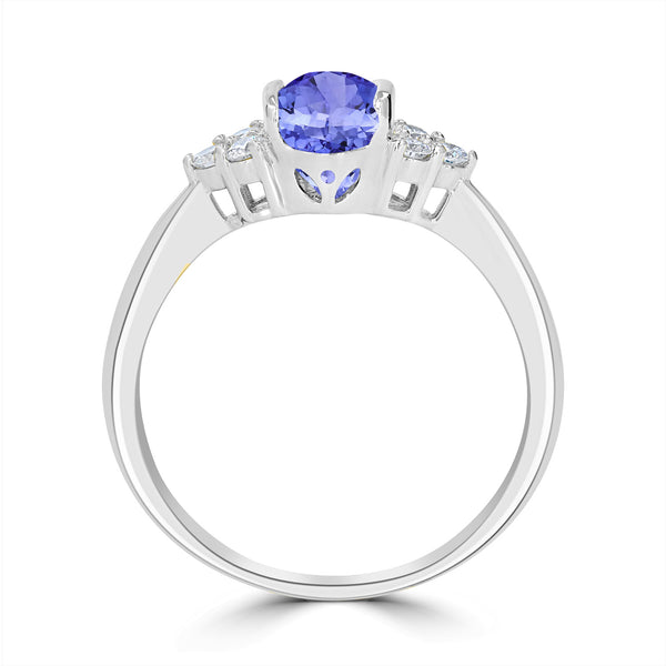 1ct Oval Tanzanite Ring with 0.21 cttw Diamond