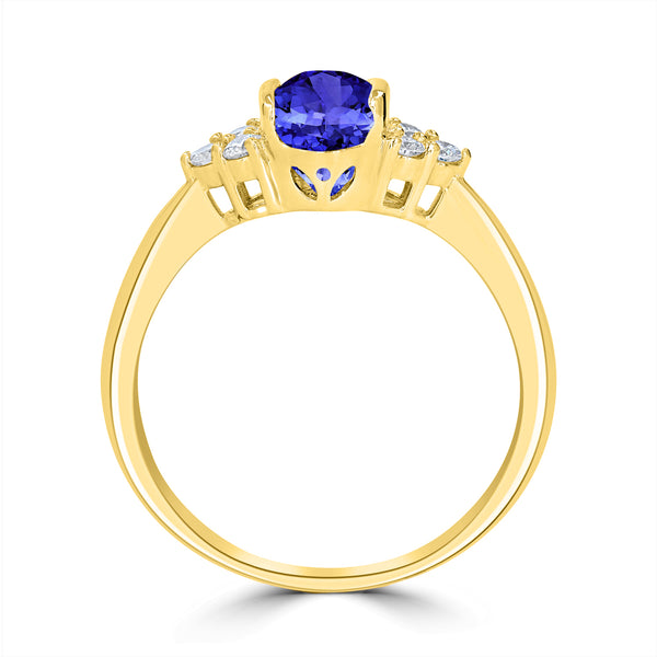 1ct Oval Tanzanite Ring with 0.21 cttw Diamond