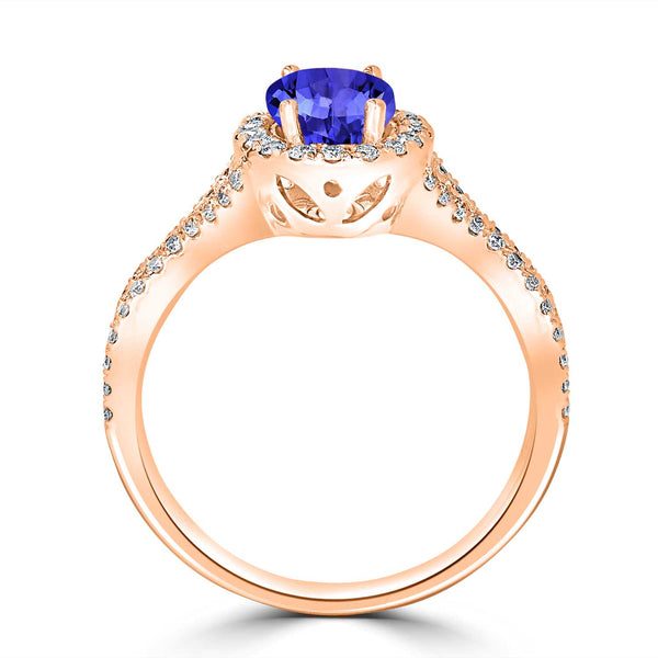 1ct Oval Tanzanite Ring with 0.45 cttw Diamond