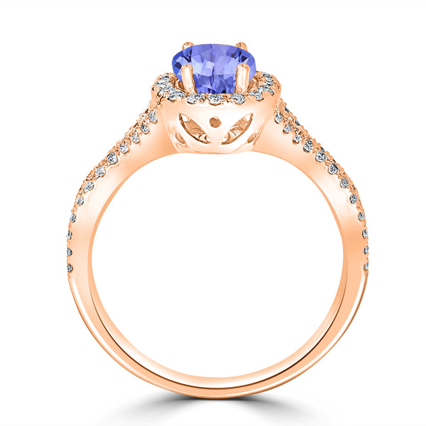 1ct Oval Tanzanite Ring with 0.45 cttw Diamond