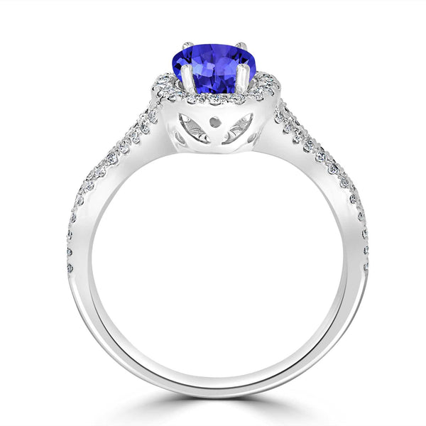 1ct Oval Tanzanite Ring with 0.45 cttw Diamond