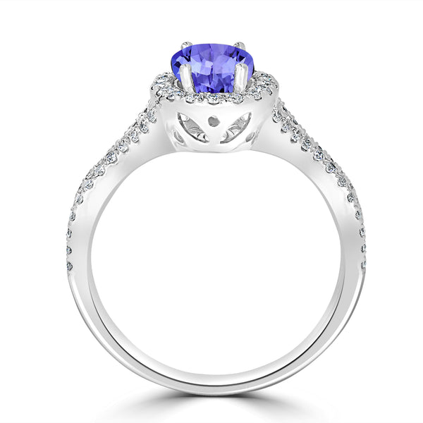 1ct Oval Tanzanite Ring with 0.45 cttw Diamond