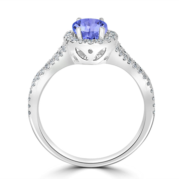 1ct Oval Tanzanite Ring with 0.45 cttw Diamond