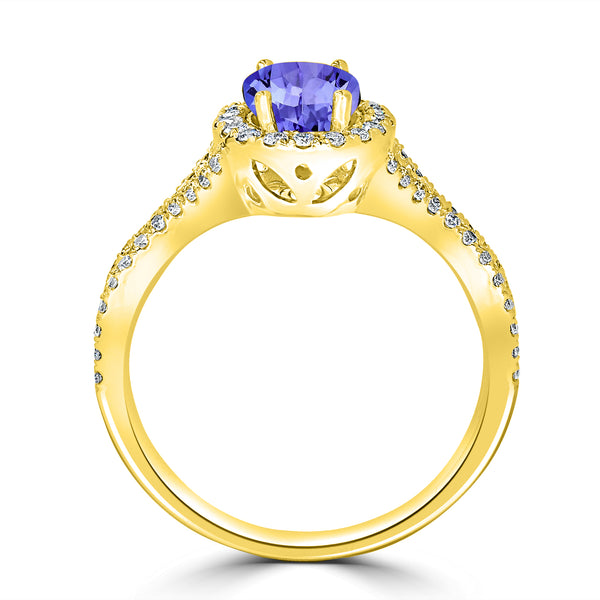 1ct Oval Tanzanite Ring with 0.45 cttw Diamond