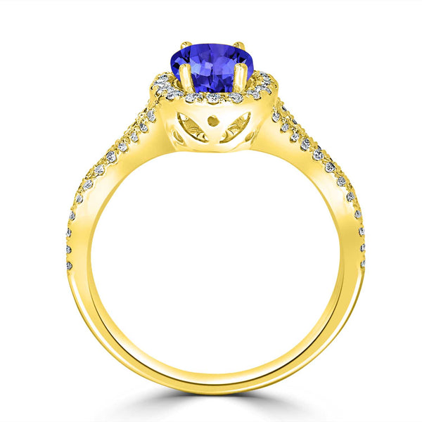 1ct Oval Tanzanite Ring with 0.45 cttw Diamond