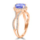 1ct Oval Tanzanite Ring with 0.45 cttw Diamond