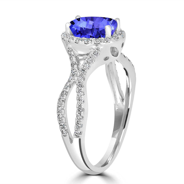 1ct Oval Tanzanite Ring with 0.45 cttw Diamond