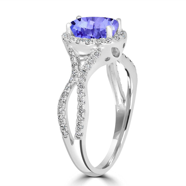 1ct Oval Tanzanite Ring with 0.45 cttw Diamond
