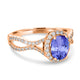 1ct Oval Tanzanite Ring with 0.45 cttw Diamond