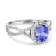 1ct Oval Tanzanite Ring with 0.45 cttw Diamond