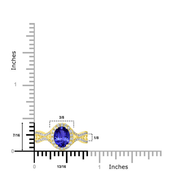 1ct Oval Tanzanite Ring with 0.45 cttw Diamond