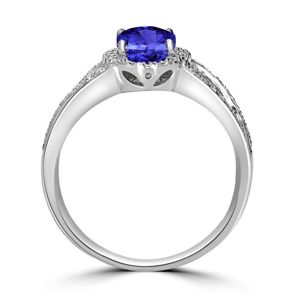 0.6ct Oval Tanzanite Ring with 0.28 cttw Diamond