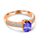 1.2ct Oval Tanzanite Ring with 0.22 cttw Diamond