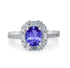 1ct Cushion Tanzanite Ring with 0.53 cttw Diamond