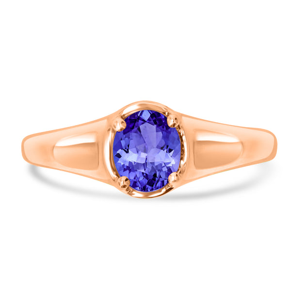 0.5ct Oval Tanzanite Ring with 0.13 cttw Diamond