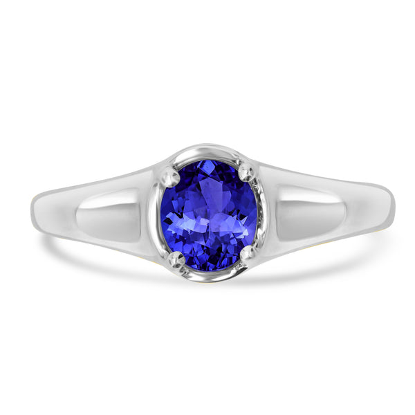 0.5ct Oval Tanzanite Ring with 0.13 cttw Diamond