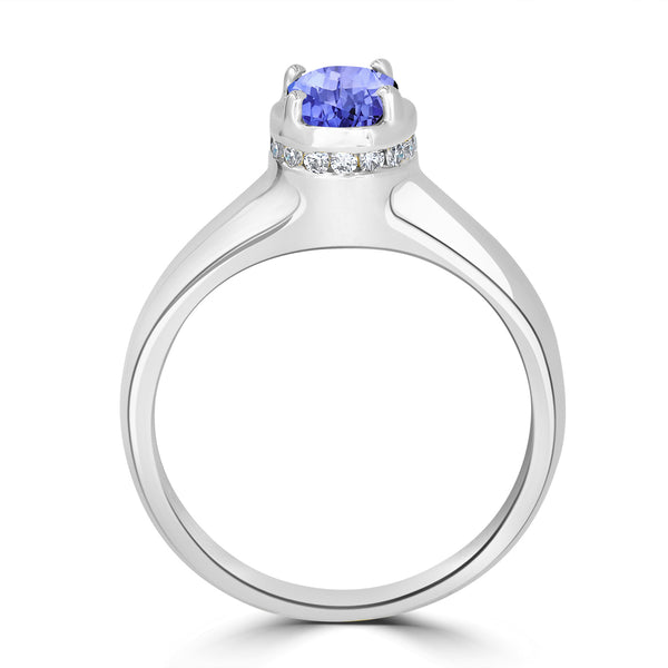 0.5ct Oval Tanzanite Ring with 0.13 cttw Diamond